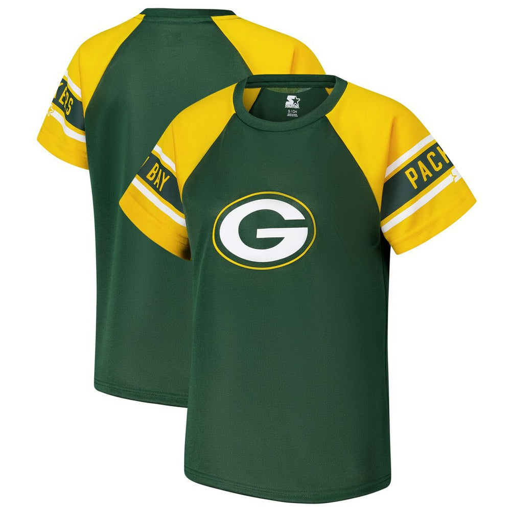 Starter Women's 1st Rounder Color Block Raglan Top - Green Bay Packers Tops
