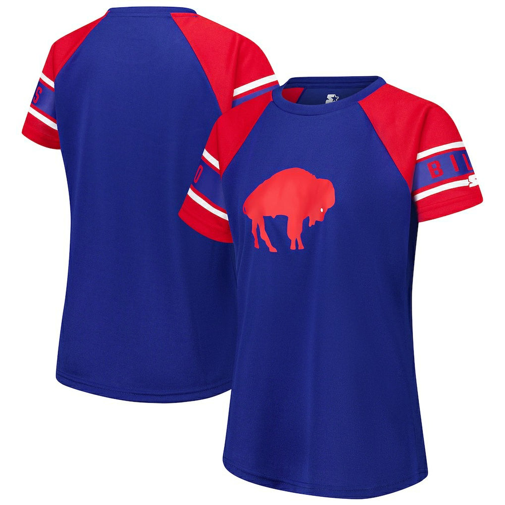Starter Women's 1st Rounder Color Block Raglan Top - Buffalo Bills Tops