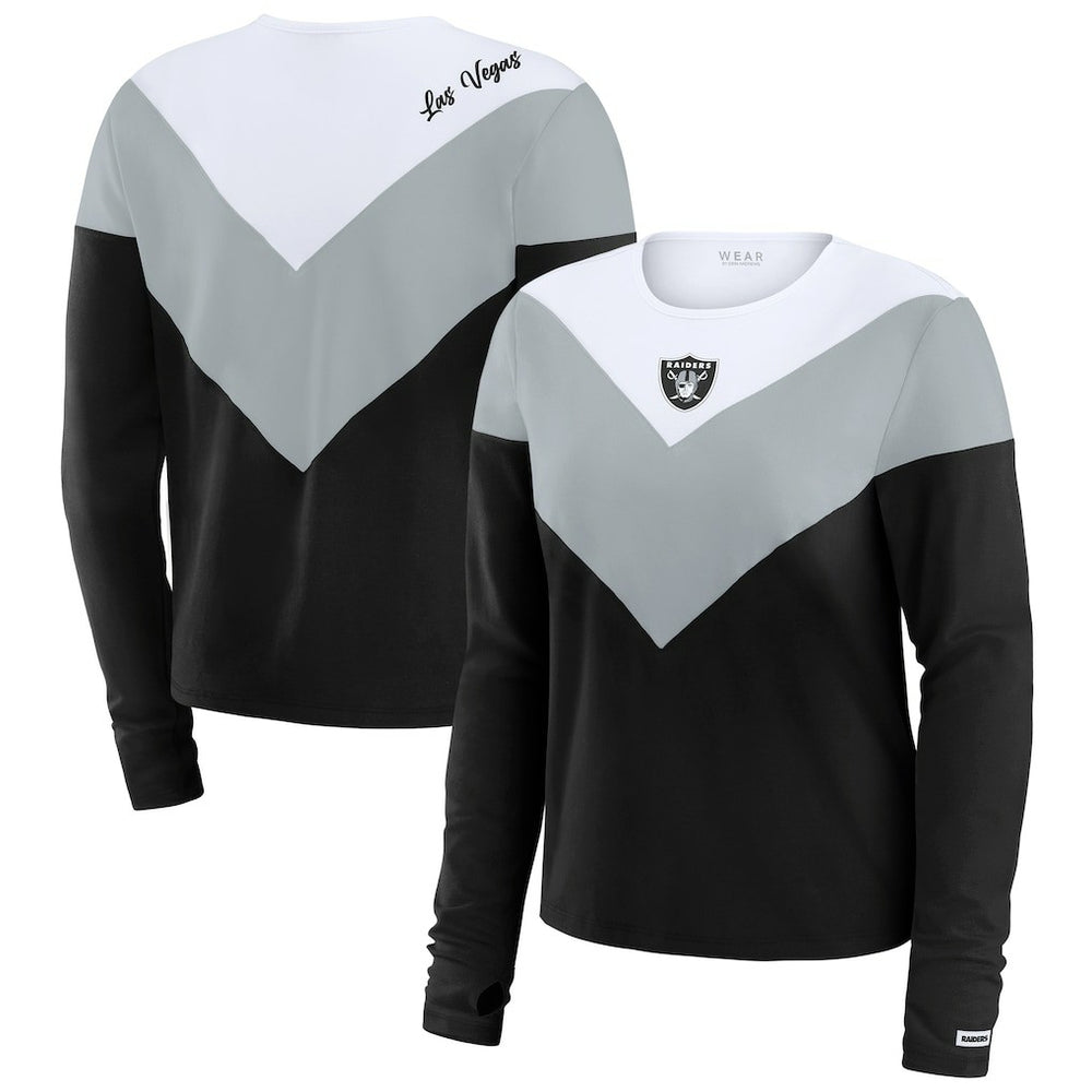 WEAR by Erin Andrews Women's Chevron Tri-Blend Long Sleeve T-Shirt - Las Vegas Raiders T-shirts
