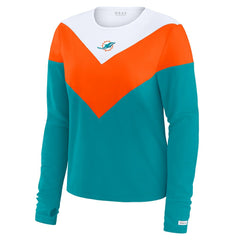 WEAR by Erin Andrews Women's Chevron Tri-Blend Long Sleeve T-Shirt - Miami Dolphins T-shirts