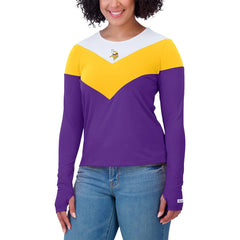 WEAR by Erin Andrews Women's Plus Size Chevron Tri-Blend Long Sleeve T-Shirt - Minnesota Vikings T-shirts