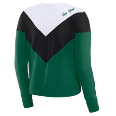 WEAR by Erin Andrews Women's Plus Size Chevron Tri-Blend Long Sleeve T-Shirt - New York Jets T-shirts