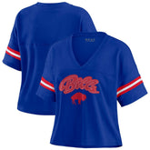 WEAR by Erin Andrews Women's Plus Size Color Block Boxy V-Neck T-Shirt - Buffalo Bills T-shirts