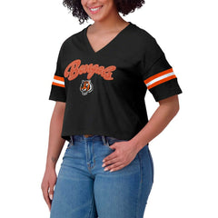 WEAR by Erin Andrews Women's Plus Size Color Block Boxy V-Neck T-Shirt - Cincinnati Bengals T-shirts