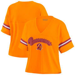 WEAR by Erin Andrews Women's Plus Size Color Block Boxy V-Neck T-Shirt - Tampa Bay Buccaneers T-shirts