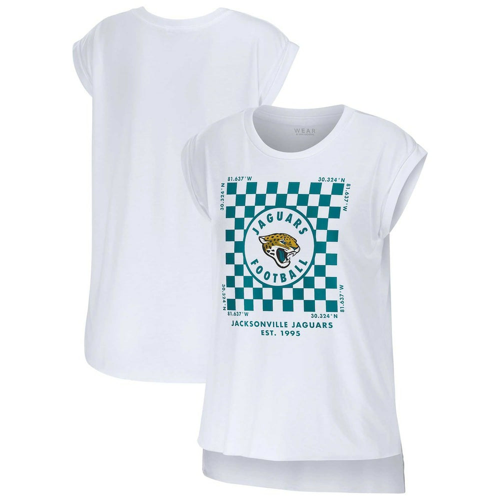 WEAR by Erin Andrews Women's Checker Muscle Tank Top - Jacksonville Jaguars Tops