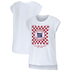 WEAR by Erin Andrews Women's Checker Muscle Tank Top - New York Giants Tops