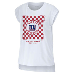 WEAR by Erin Andrews Women's Checker Muscle Tank Top - New York Giants Tops