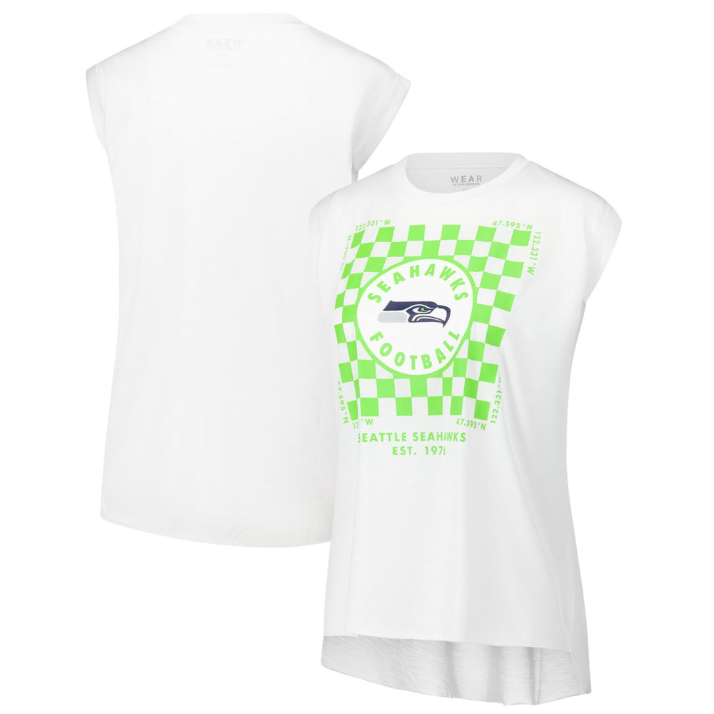 WEAR by Erin Andrews Women's Checker Muscle Tank Top - Seattle Seahawks Tops