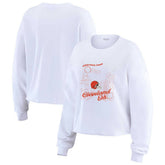 WEAR by Erin Andrews Women's Postcard Cropped Long Sleeve Top - Cleveland Browns Tops
