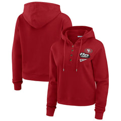 WEAR by Erin Andrews Women's Waffle-Knit Pullover Hoodie - San Francisco 49ers Hoodies