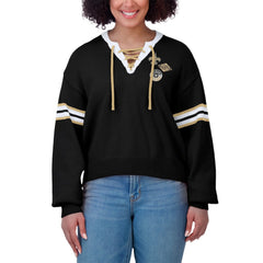 WEAR by Erin Andrews Women's Lace-Up Sweater - New Orleans Saints
