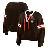 WEAR by Erin Andrews Women's Lace-Up Sweater - Cleveland Browns