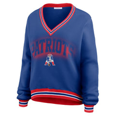 WEAR by Erin Andrews Women's Oversized Long Sleeve V-Neck Sweatshirt - New England Patriots Sweatshirts