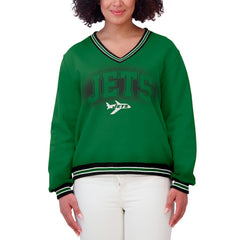 WEAR by Erin Andrews Women's Oversized Long Sleeve V-Neck Sweatshirt - New York Jets Sweatshirts