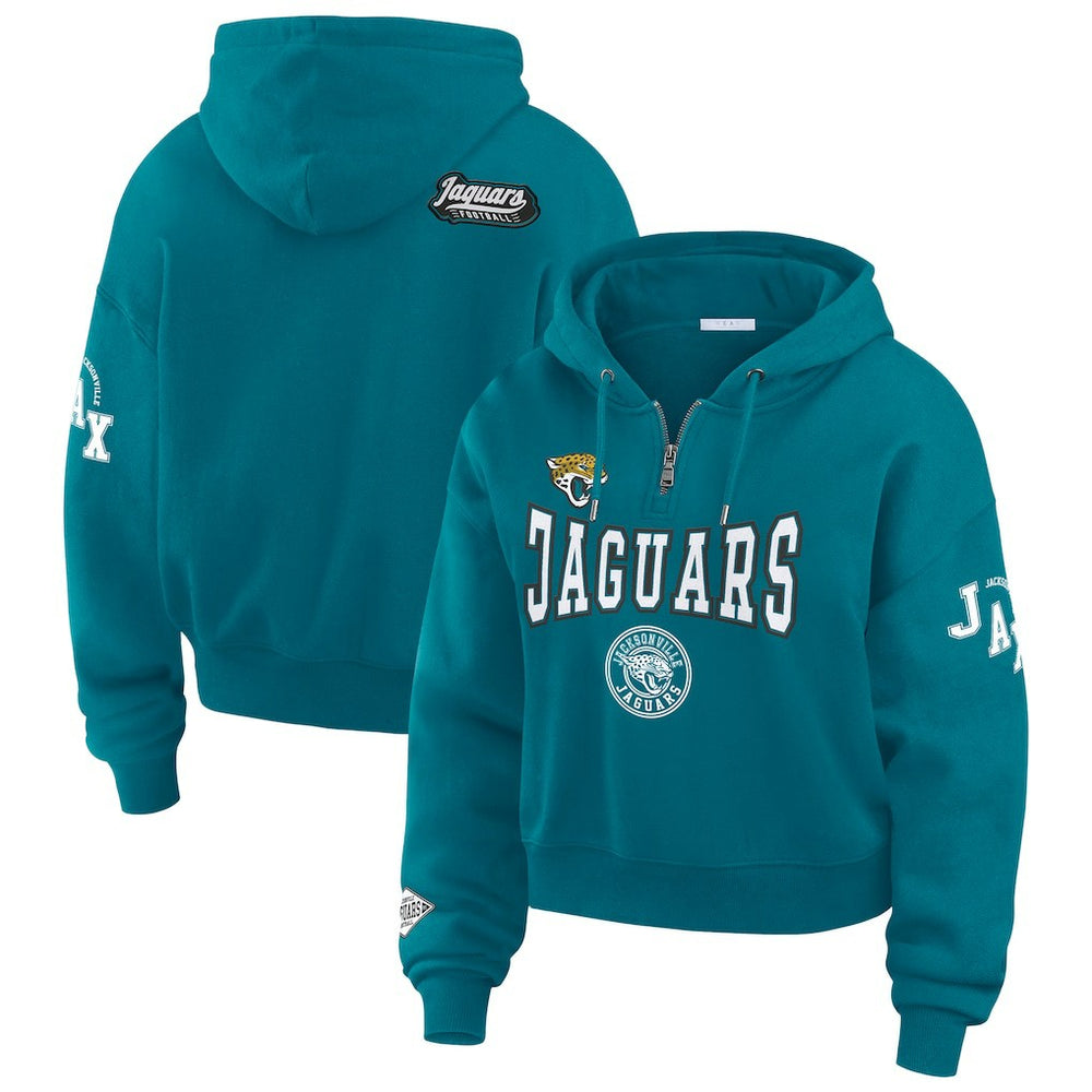 WEAR by Erin Andrews Women's Patch Quarter-Zip Pullover Hoodie - Jacksonville Jaguars Hoodies