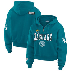 WEAR by Erin Andrews Women's Patch Quarter-Zip Pullover Hoodie - Jacksonville Jaguars Hoodies