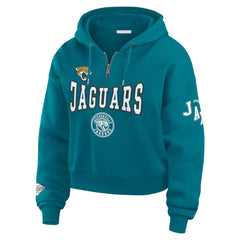 WEAR by Erin Andrews Women's Patch Quarter-Zip Pullover Hoodie - Jacksonville Jaguars Hoodies