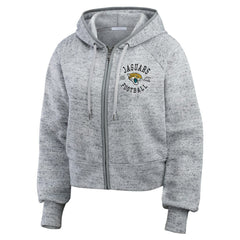 WEAR by Erin Andrews Women's Speckled Fleece Cropped Full-Zip Hoodie - Jacksonville Jaguars Hoodies