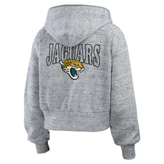WEAR by Erin Andrews Women's Speckled Fleece Cropped Full-Zip Hoodie - Jacksonville Jaguars Hoodies