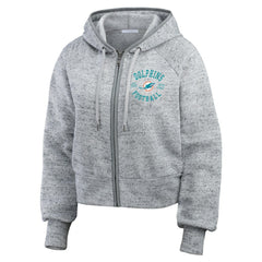 WEAR by Erin Andrews Women's Speckled Fleece Cropped Full-Zip Hoodie - Miami Dolphins Hoodies