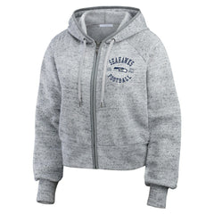 WEAR by Erin Andrews Women's Speckled Fleece Cropped Full-Zip Hoodie - Seattle Seahawks Hoodies