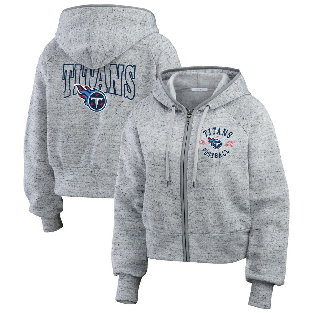 WEAR by Erin Andrews Women's Speckled Fleece Cropped Full-Zip Hoodie - Tennessee Titans Hoodies
