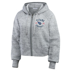 WEAR by Erin Andrews Women's Speckled Fleece Cropped Full-Zip Hoodie - Tennessee Titans Hoodies