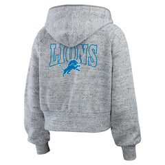 WEAR by Erin Andrews Women's Speckled Fleece Cropped Full-Zip Hoodie - Detroit Lions Hoodies