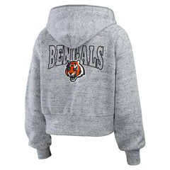 WEAR by Erin Andrews Women's Speckled Fleece Cropped Full-Zip Hoodie - Cincinnati Bengals Hoodies