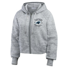 WEAR by Erin Andrews Women's Speckled Fleece Cropped Full-Zip Hoodie - Carolina Panthers Hoodies