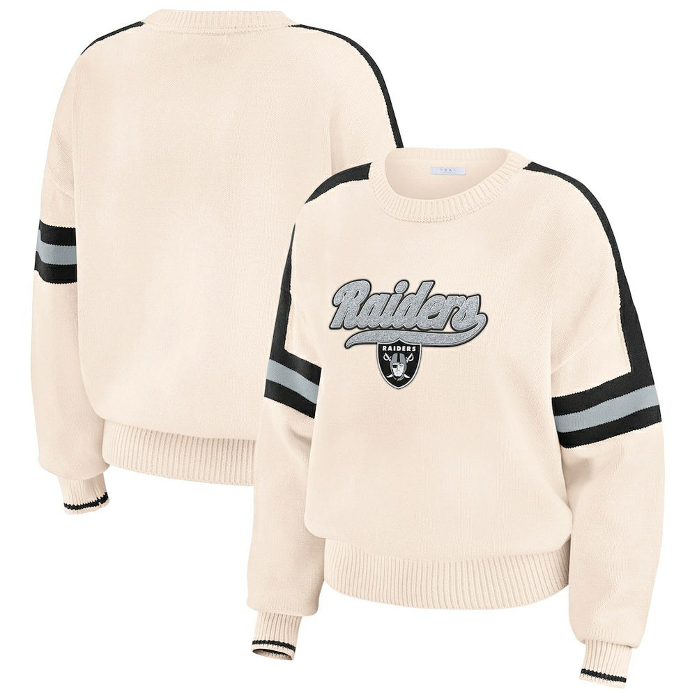 WEAR by Erin Andrews Women's Stripe Pullover Sweater - Las Vegas Raiders Pullover