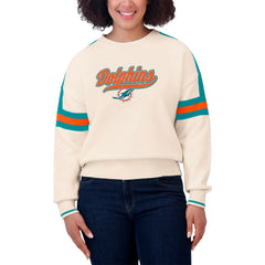 WEAR by Erin Andrews Women's Stripe Pullover Sweater - Miami Dolphins Pullover