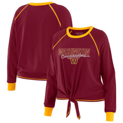 WEAR by Erin Andrews Women's Tie-Front Long Sleeve T-Shirt - Washington Commanders T-shirts