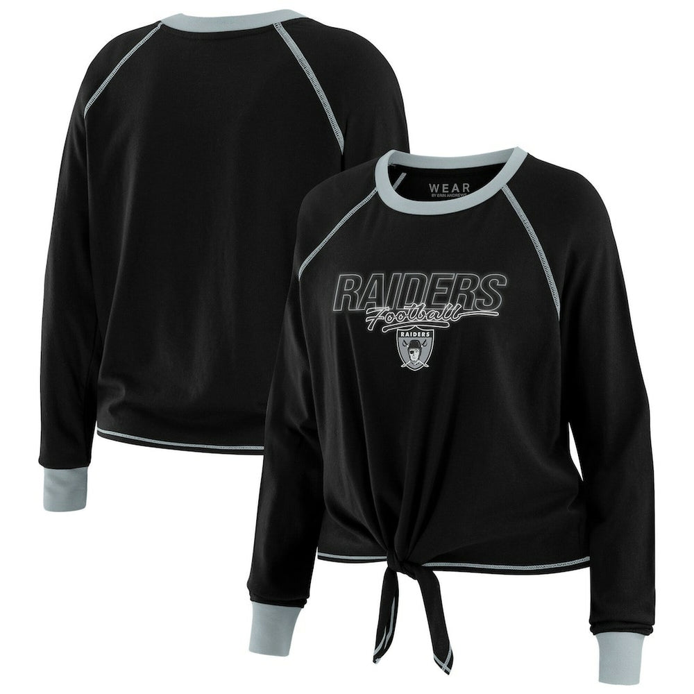 WEAR by Erin Andrews Women's Tie-Front Long Sleeve T-Shirt - Las Vegas Raiders T-shirts