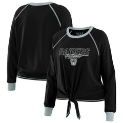 WEAR by Erin Andrews Women's Tie-Front Long Sleeve T-Shirt - Las Vegas Raiders T-shirts