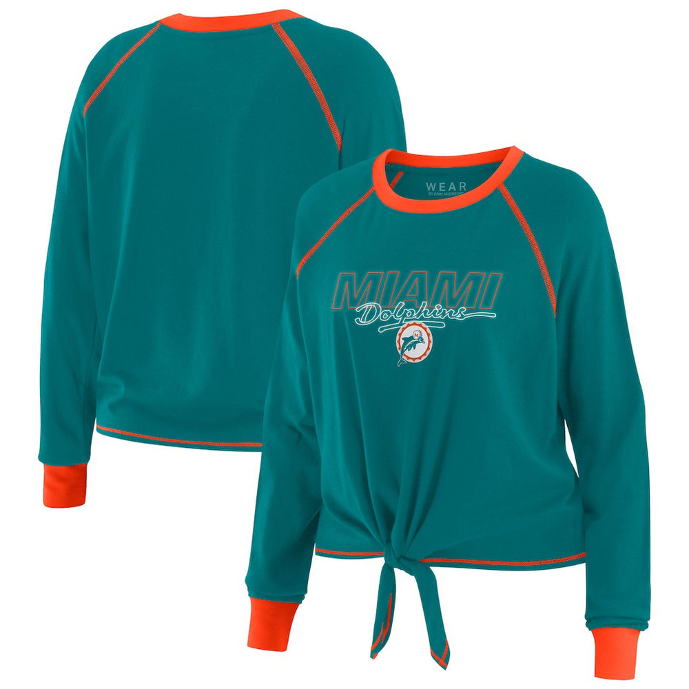 WEAR by Erin Andrews Women's Tie-Front Long Sleeve T-Shirt - Miami Dolphins T-shirts