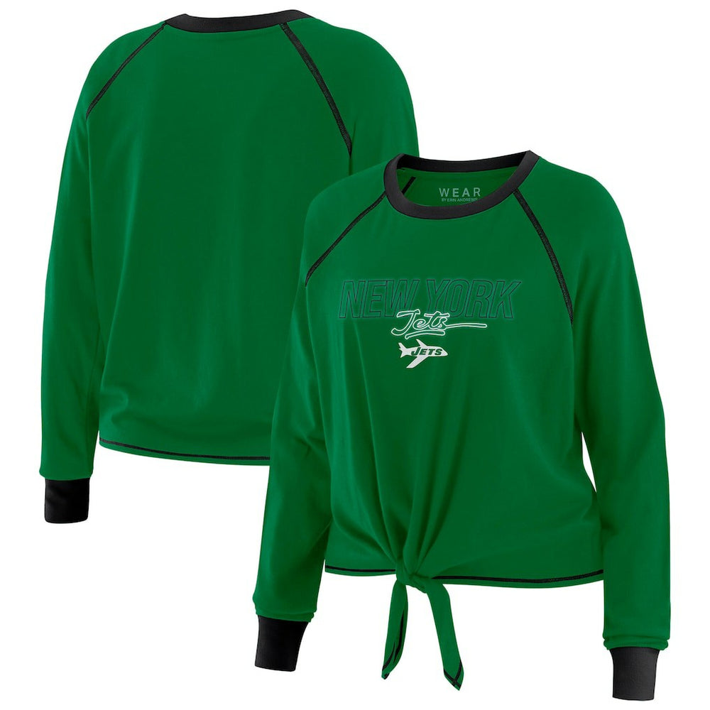 WEAR by Erin Andrews Women's Tie-Front Long Sleeve T-Shirt - New York Jets T-shirts