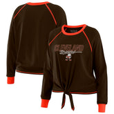 WEAR by Erin Andrews Women's Tie-Front Long Sleeve T-Shirt - Cleveland Browns T-shirts