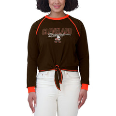 WEAR by Erin Andrews Women's Tie-Front Long Sleeve T-Shirt - Cleveland Browns T-shirts