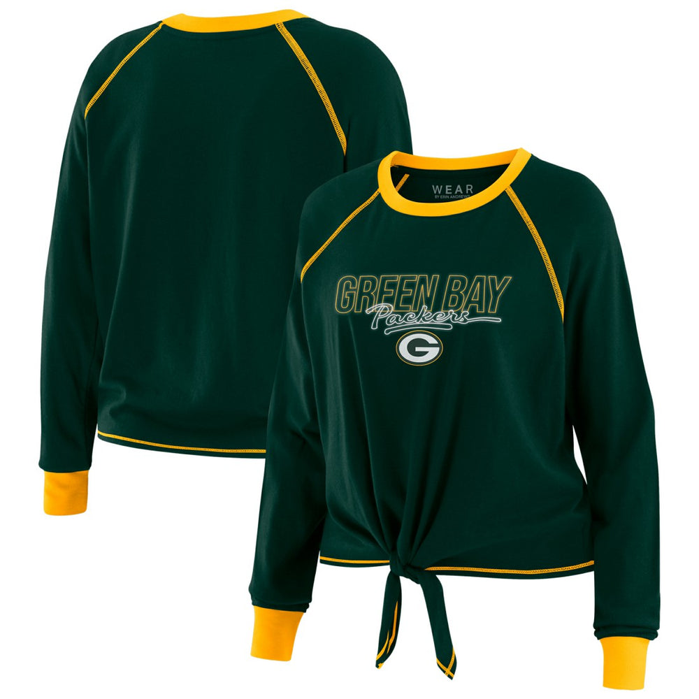 WEAR by Erin Andrews Women's Tie-Front Long Sleeve T-Shirt - Green Bay Packers T-shirts