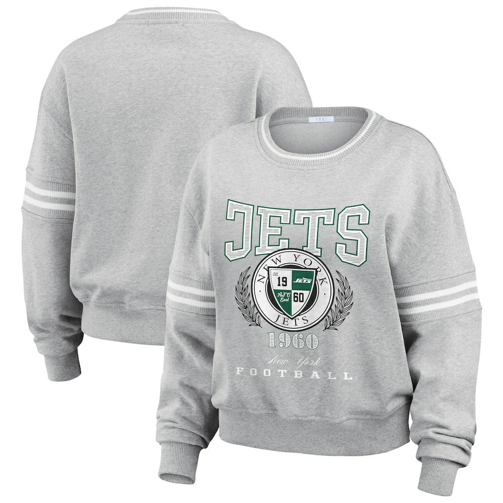 WEAR by Erin Andrews Women's Crest Cropped Pullover Sweatshirt - New York Jets Pullover