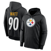T.J. Watt Player Name & Number Therma Hoodie - Pittsburgh Steelers Hoodies