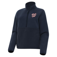 Navy Washington Nationals Antigua Women's Figure Half-Zip Sweatshirt