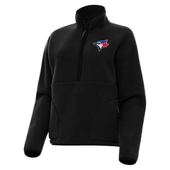 Black Toronto Blue Jays Antigua Women's Figure Half-Zip Sweatshirt