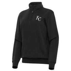 Black Kansas City Royals Antigua Women's Victory Quarter-Zip Sweatshirt