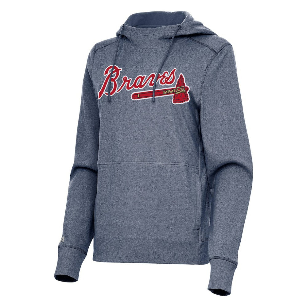 Heather Navy Atlanta Braves Antigua Women's Justice Pullover Hoodie