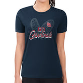 Navy St. Louis Cardinals G-III 4Her by Carl Banks Women's Super-Slim Fit Lightweight Leopard Heart T-Shirt