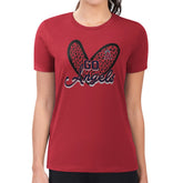 Red Los Angeles Angels G-III 4Her by Carl Banks Women's Super-Slim Fit Lightweight Leopard Heart T-Shirt