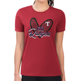 Red Texas Rangers G-III 4Her by Carl Banks Women's Super-Slim Fit Lightweight Leopard Heart T-Shirt